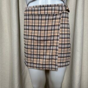 Y2K Preppy Mini Skirt - Beige and Black